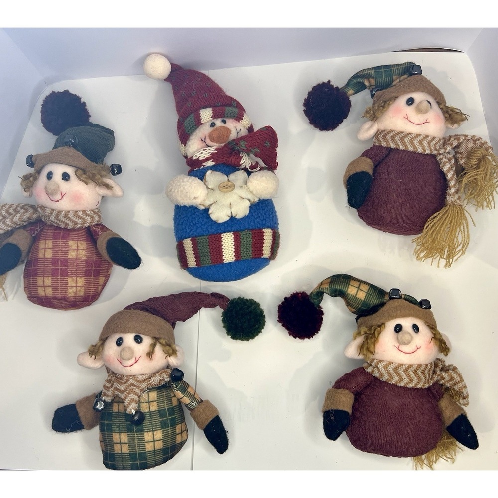 Beanbag Bottom Christmas Carolers W/Snowman 8 Vintage Decorations Holiday Decor